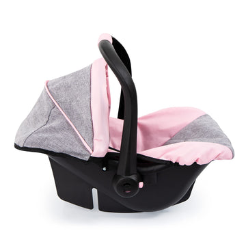 Bayer Design 67933AA Doll Car Seat Easy Go, Pink/Grey, Fits Dolls up to 18", Plastic, 16.53"x12.99"x14.56"
