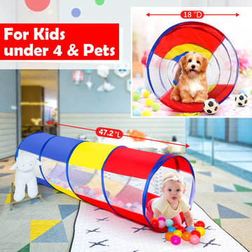 Kids Play Tunnel Tent For Toddlers, Colorful Pop Up Crawl Tunnel Toy For Baby Or Pet With Breathable Mesh, Collapsible Gift For