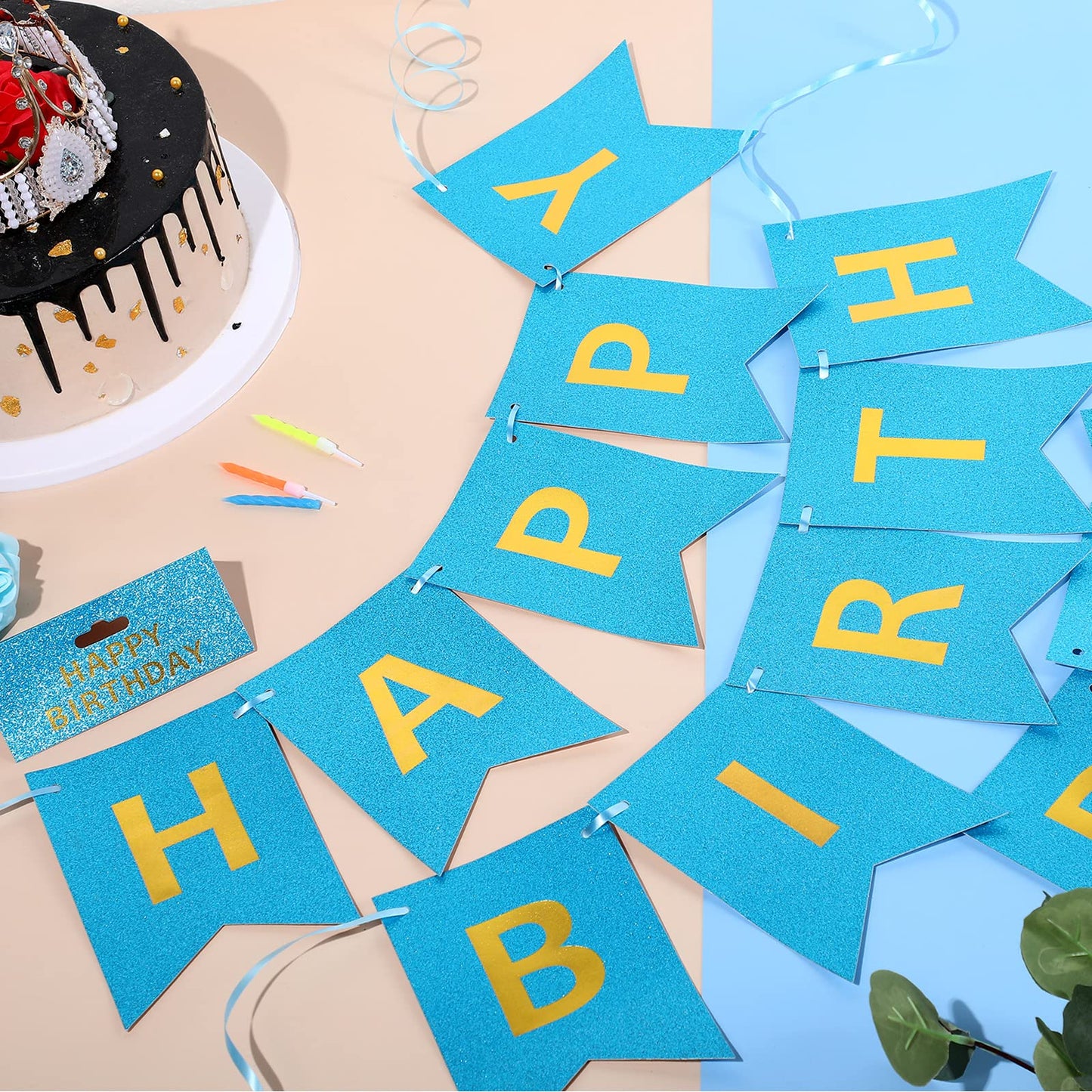 Clabby Happy Birthday Banner Shiny Happy Birthday Sign Happy Birthday Bunting With Shiny Letters For Birthday Party Decoration S