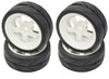 Apex RC Products 1/10 On-Road 12mm White 5 Spoke Wheels V Tread Rubber Tires (Set of 4) #5015
