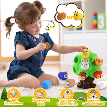 SnapGlowz Farm Animal Learning Toy for Toddlers 1-5 Years, Multicolored Montessori Playset, Model SnapGlowz-TOY-FA