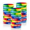 Dminya Happy Birthday Rubber Bracelets Colored Silicone Stretch Wristbands for Birthday Party Supplies Favors 30 Pack rubber bra