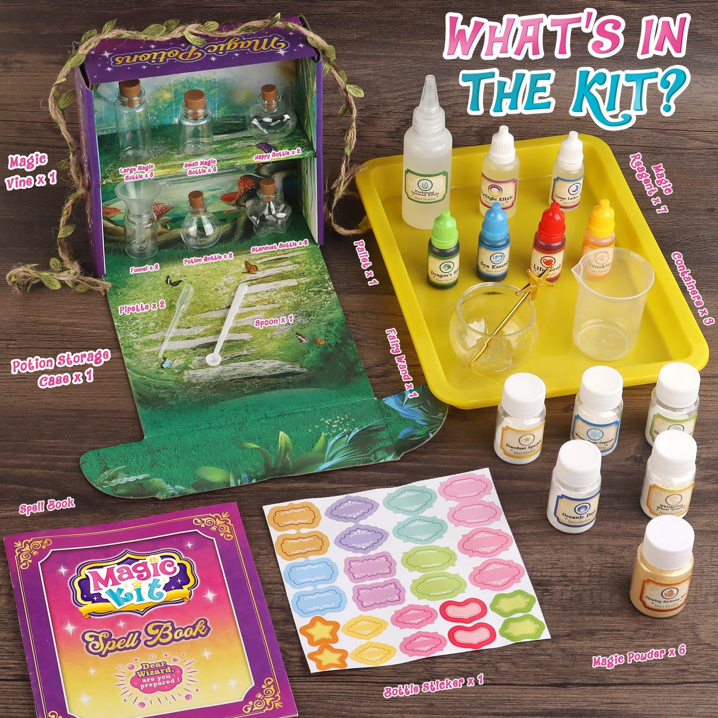 Wookidel Fairy Magic Kit For Kids With 20Pcs Magic Potion Bottles And Plate - Magical Fairy Making Craft Kit - Gift For Easter,