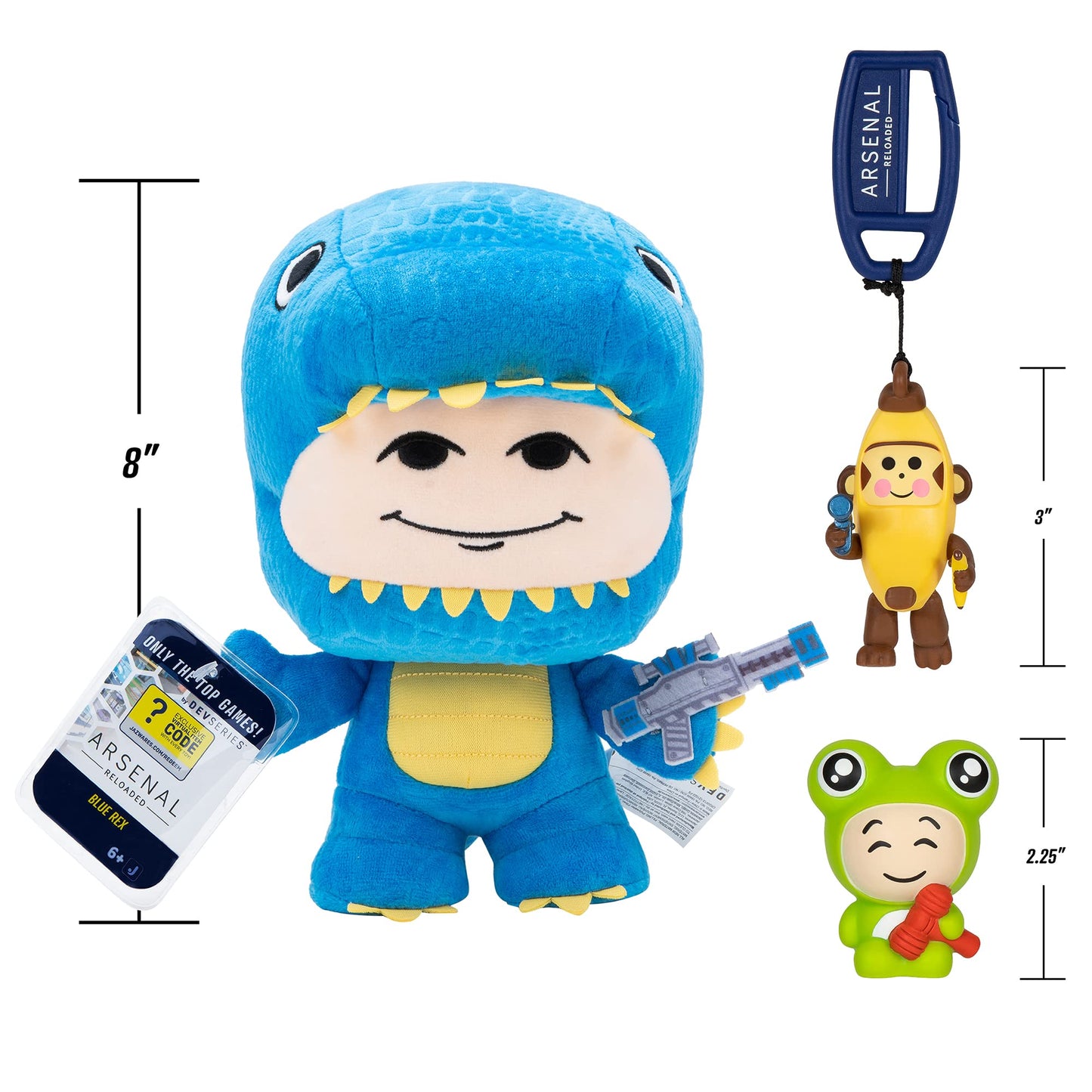 DevSeries Arsenal Collector Bundle - Three limited availability Virtual Item Codes with Blue Rex Plush Froggy Squooshems and Monky Hanger