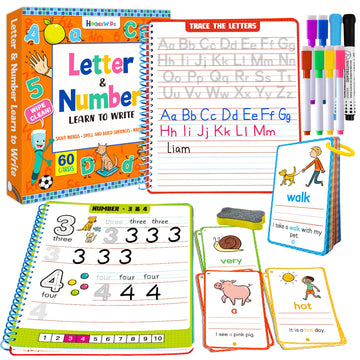 Hoqeewipe Preschool Learning Activities - 60 Reusable Cards, Pre-K Kindergarten Workbook, Autism Supplies Montessori Educational