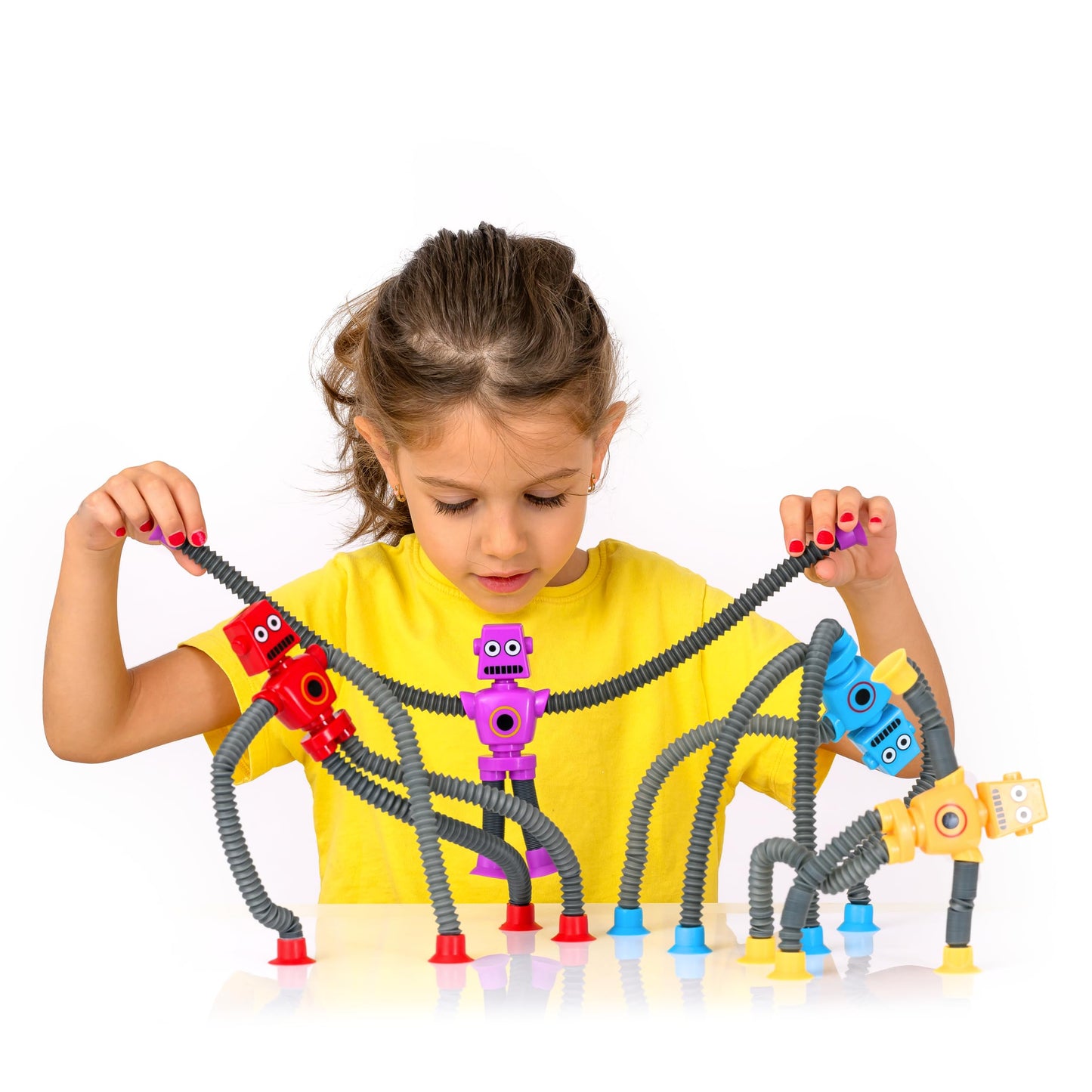 Nutty Toys Sensory Robot Toys 4Pk - Top Pop Tubes Fidget 2025 For Adhd Autism Ages 3 4 5 6 7 8 9 10, Best Kids Travel Idea, Unique Easter Basket Stuffers For Boys Girls Toddlers & Tweens Gifts