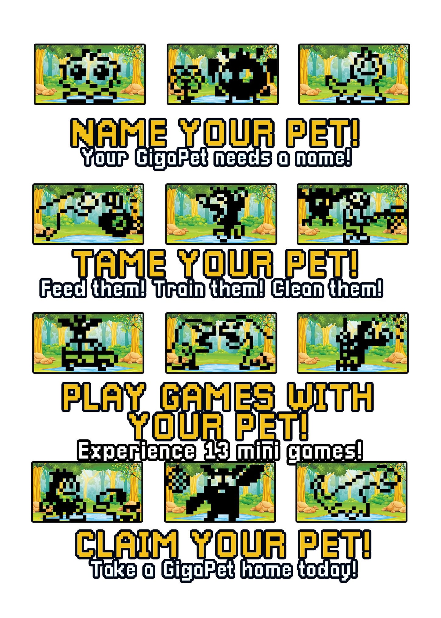 Giga Pets Cryptids Interactive Digital Pet, Bigfoot, Mothman, Loch Ness Monster Virtual Pets For Kids, 90’S Gaming Boys, Girls Toys Gift Ages 5 And Up