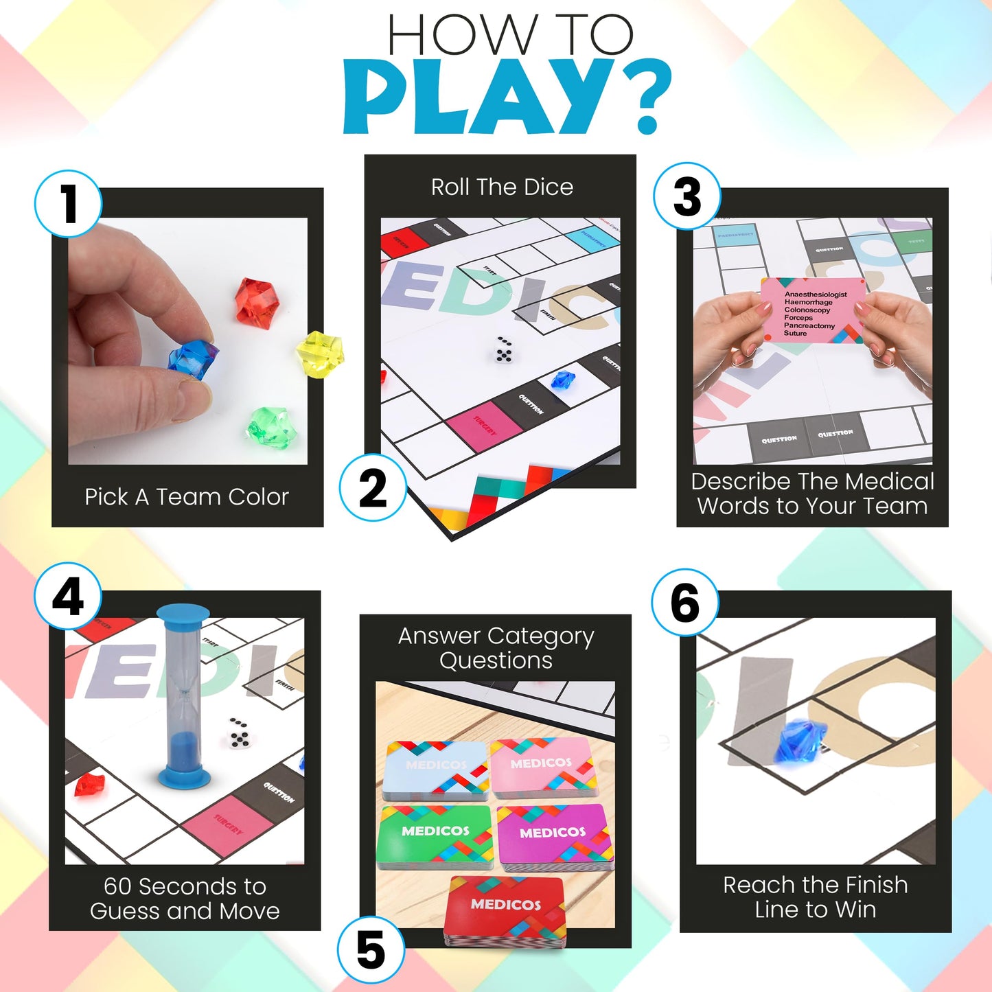 Medicos Medical Board Game - Medical Terminology Flash Cards 2024 To Learn While Having Fun - Portable Medical Board Games With 364 Cards To Learn 2000+ Terminologies - Ages 13+, 3+ Players