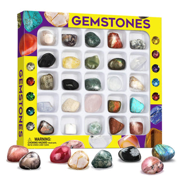 Xxtoys Rocks Collection 25Pcs Rock And Mineral Education Set Gemstones For Kids Geology Gem Kit With Healing Chakra Gemstones, T