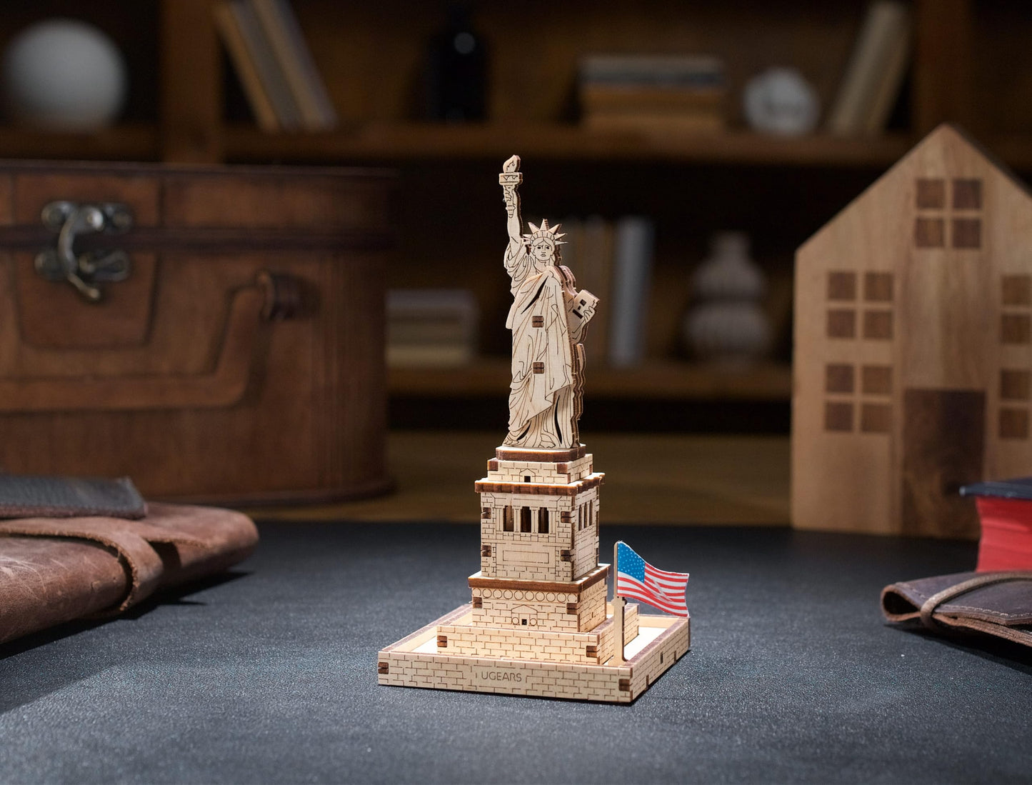 Ugears Wooden 3D Puzzles For Adults – 3D Puzzle Statue Of Liberty Model Kit Adult Crafts – Easy Wooden Puzzles For Adults – New York Landmark – Wooden Models For Adults To Build – 46 Pcs