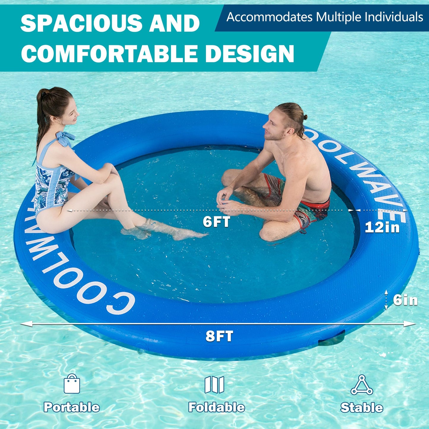 Coolwave Inflatable Water Hammock, Round Floating Ring For Pool And Lake, Portable Water Hammock For Parties And Relaxion, Avail