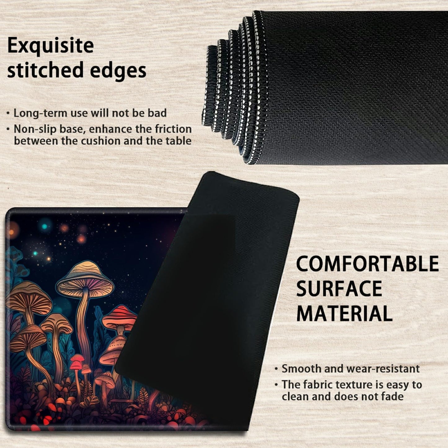 For Mtg Playmat Tcg Board Game Mat Plus 50 Pcs Card Sleeves, 24 X 14 Table Mats Neon Mushroom Game Mousepad With Soft Surface No
