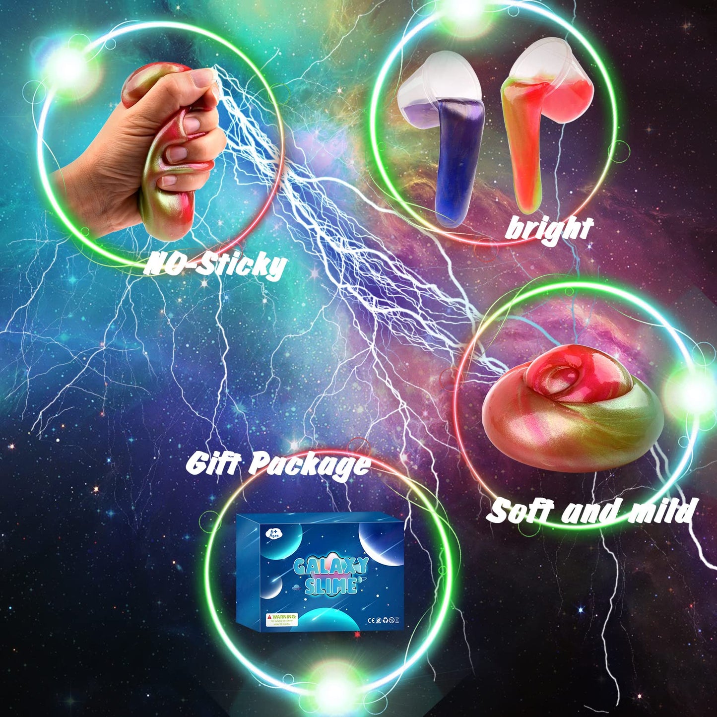 Galaxy Slime Kit 12 Pack, Mini Slime Christmas Party Favor For Kids Goodie Bag Stuffers, Smooth, Soft And Non Sticky, Stress & A