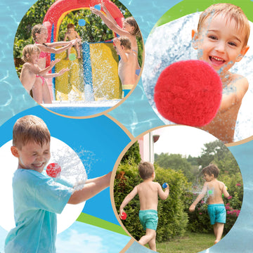 60 Reusable Cotton Water Balls Outdoor Toys For Kids 4-8 8-12, Summer Splash Water Balloons For Teens And Adults Ourdoor Trampoline Accessories Water Toys