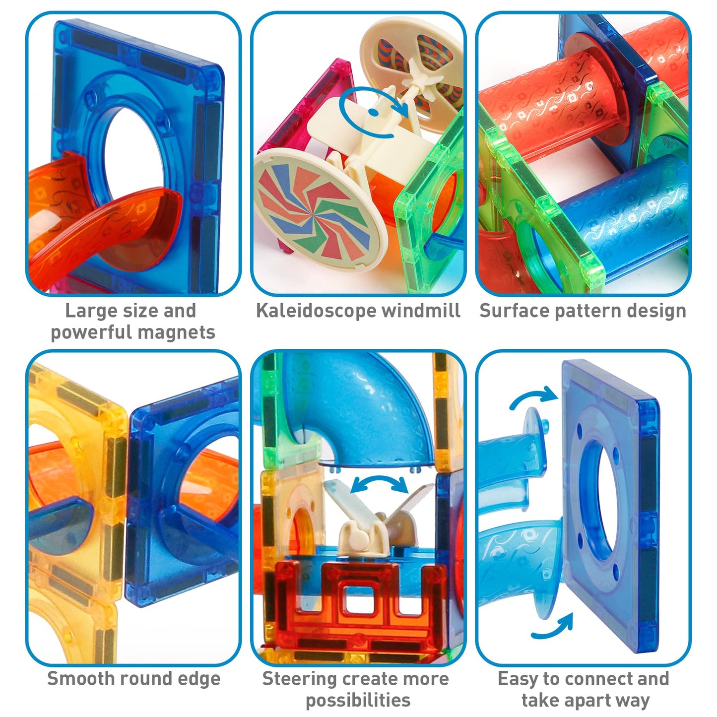 Magblock Magnetic Tiles 176Pcs Marble Run Race Track Toy Set Stem Educational Building Blocks Child Brain Development Kit Magnet Construction Toys For Boys Girls Kids Age 8 9 10+ Years Old