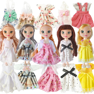 6.3' Mini Girl Dolls, Include 10 Sets Handmade Doll Clothes, 5 Sets 6.3' Small Girl Dolls, 5 Pairs Of Shoes