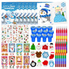 Cinrobiye 72 Pieces Winter Frozen Party Favors Winter Arctic Animals Coloring Books Tattoo DIY Sticker Stampers Class Reward Pri
