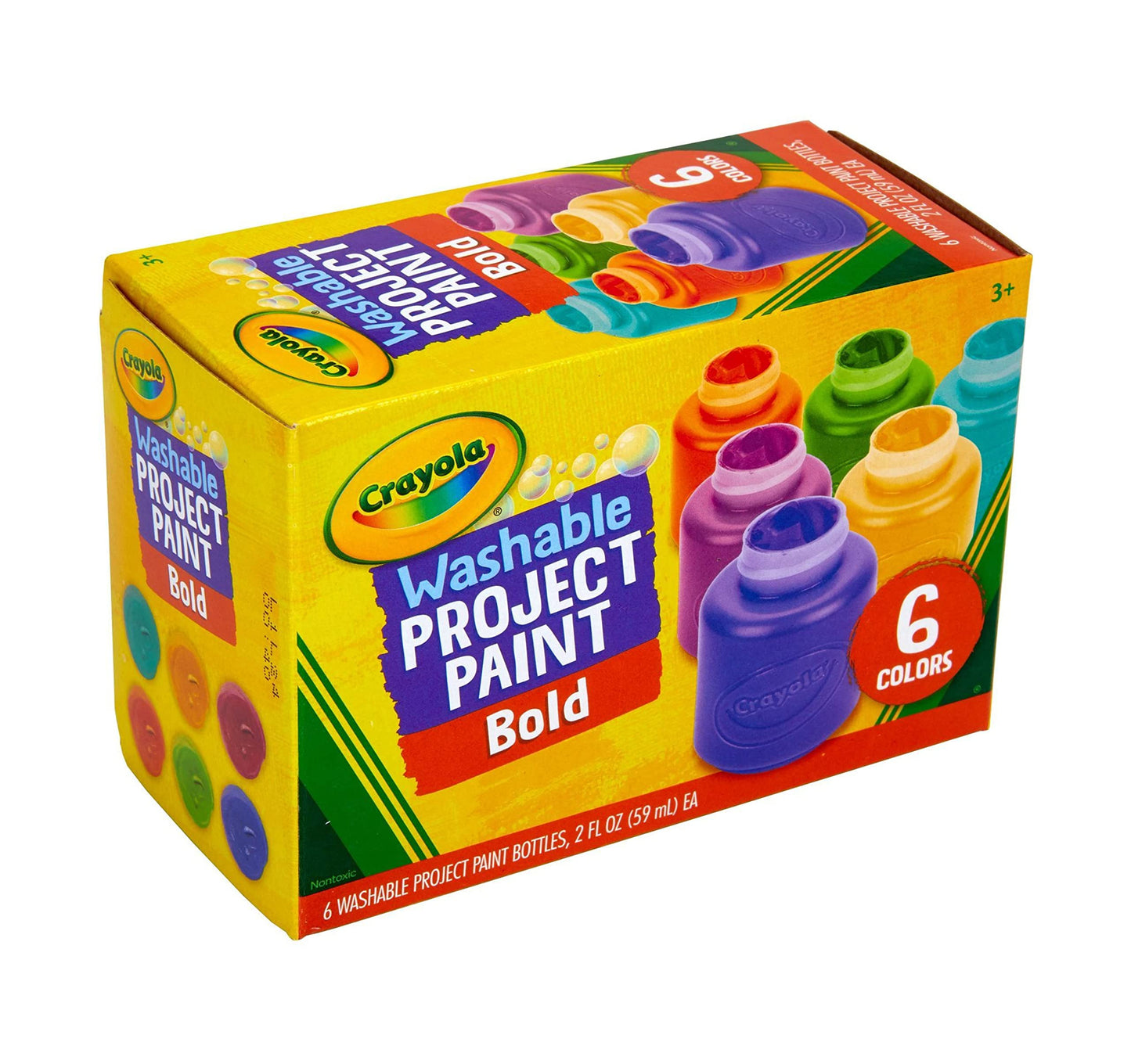 Crayola Washable Kids Paint (6Ct), Paint Set For Kids, Assorted Bold Colors, Arts & Crafts Supplies For Kids, Nontoxic, Toddler Gifts