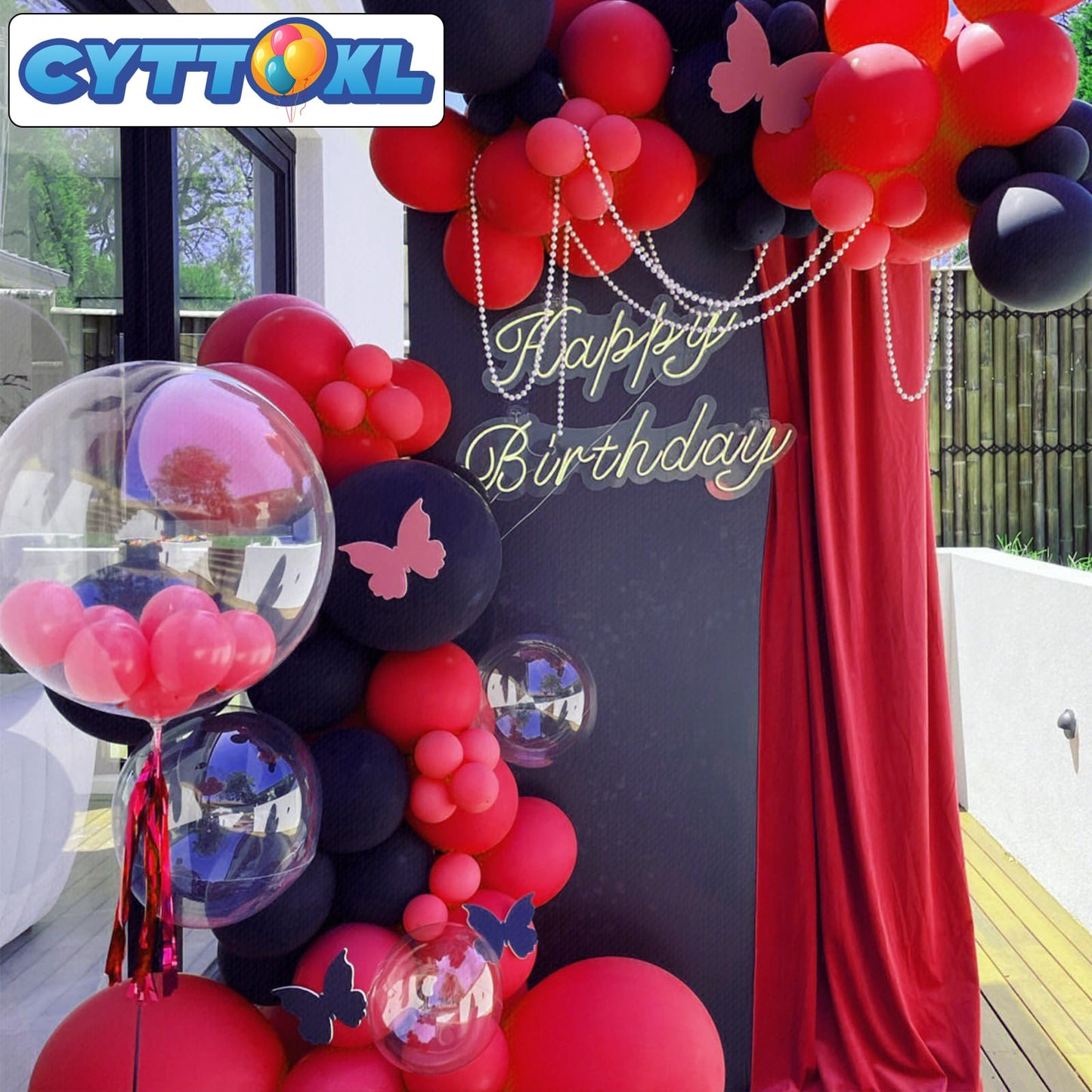 Cyttokl Red And Black Balloons 12 Inch 100 Pack Red Black Latex Helium Balloons For Birthday Wedding Baby Shower Party Decoratio