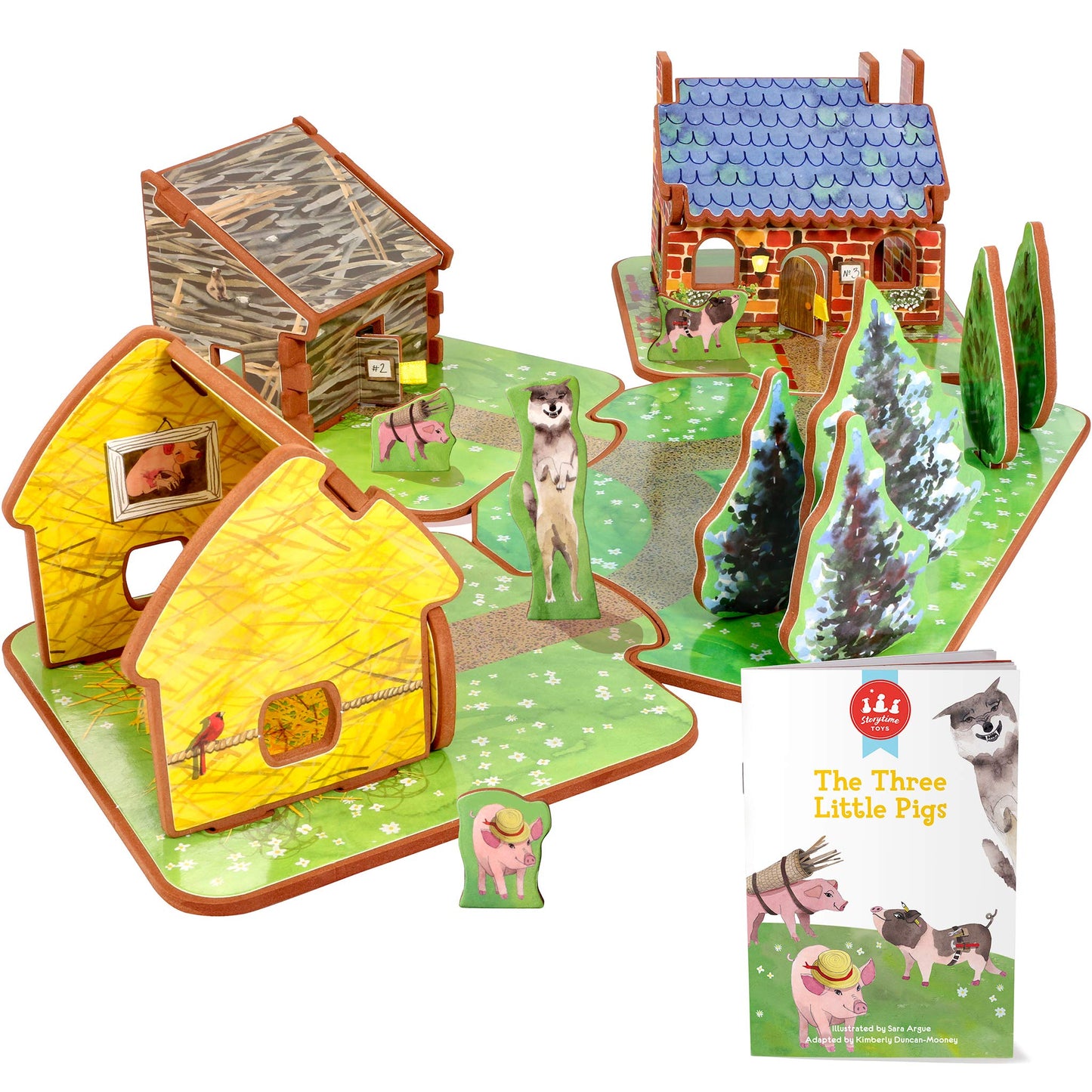 Storytime Toys The Three Little Pigs 3D Puzzle - Book And Toy Set - 3 In 1 - Book, Build, And Play