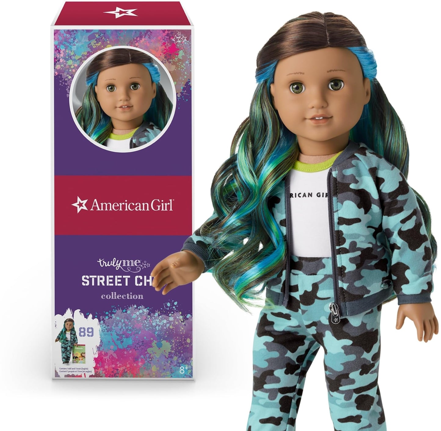American Girl Truly Me 18-Inch Doll #89 With Hazel Eyes, Brown Hair W/Highlights, And Tan Skin In Camo Outfit, For Ages 6+