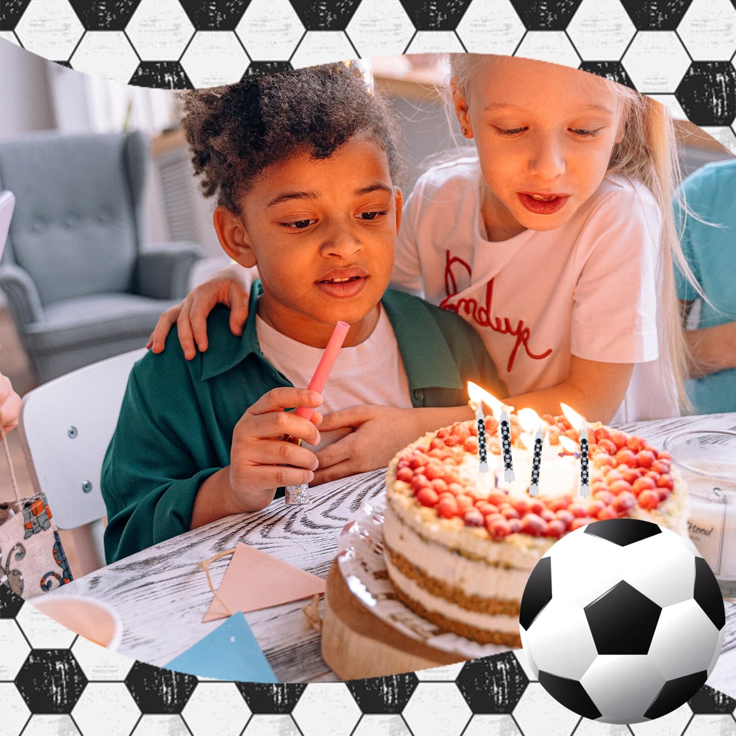 12pcs Black and White Checkered Flag Candles, Soccer Party Birthday Candles Charm Racing Cars Themed Candle for Sports Fans Birt