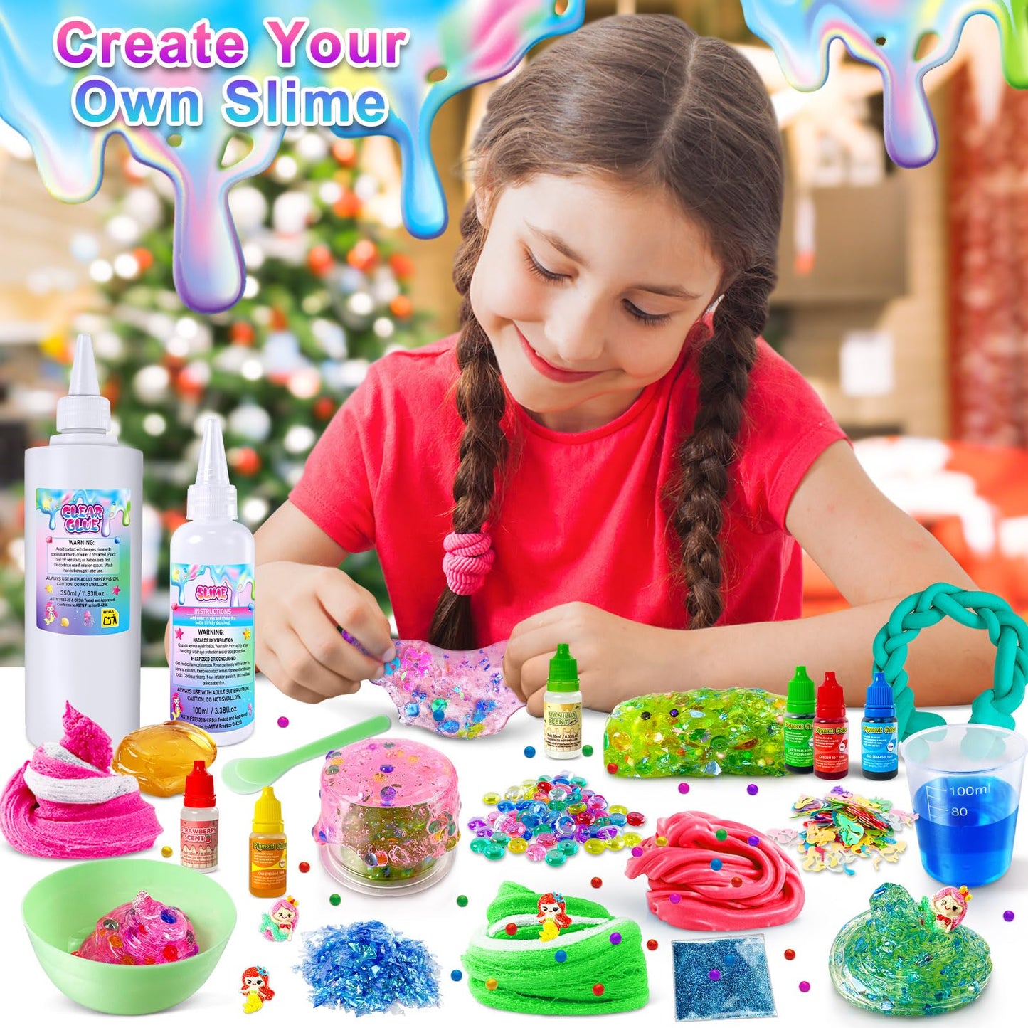 YOPINSAND DIY Slime Kit for Kids - Glimmer, Crunchy & Foam Slime, 18.1x8.1x25.3cm, Includes Mermaid Add-ins, Party
