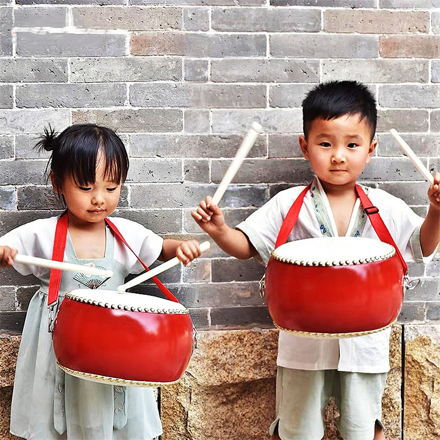 Dsqstmr Drums Percussion Chinese Drum Hand Tambourine Taiko Bongos Musical Gifts Instruments For Kids Sensory Learning Set Littl