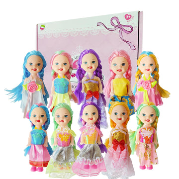 Jing Show Bussiness 10 Sets Doll Clothes For 3 Inch Mini Doll ,Include 10 Pieces Girl Mini Dolls, 10 Sets Handmade Doll Clothes And 10 Pairs Of Doll Shoes
