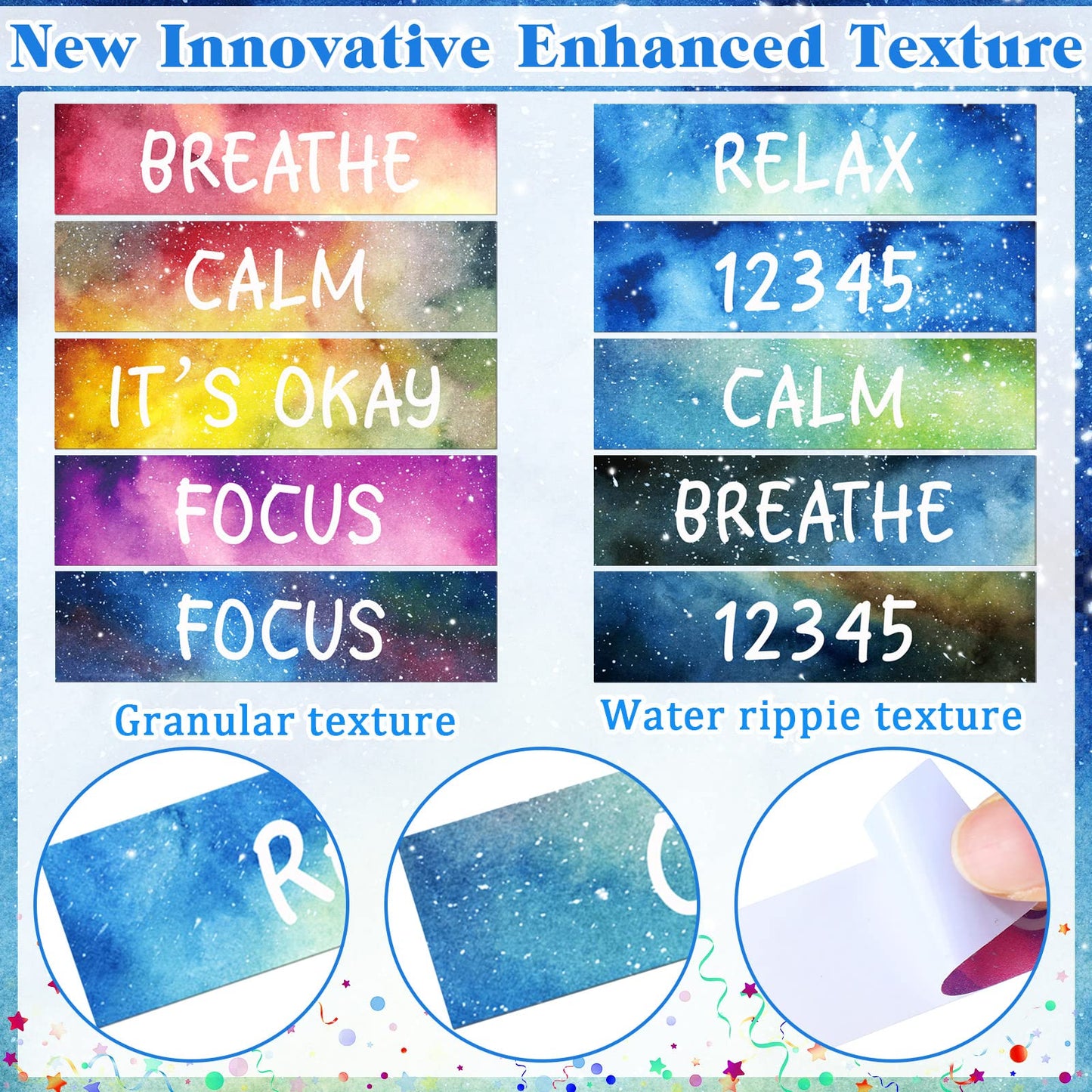 Crtiin 100 Pack Sensory Strips Anxiety Stickers Adhesive Textured Rough Sensory Stickers Calm Stickers Breath Stickers Tactile F