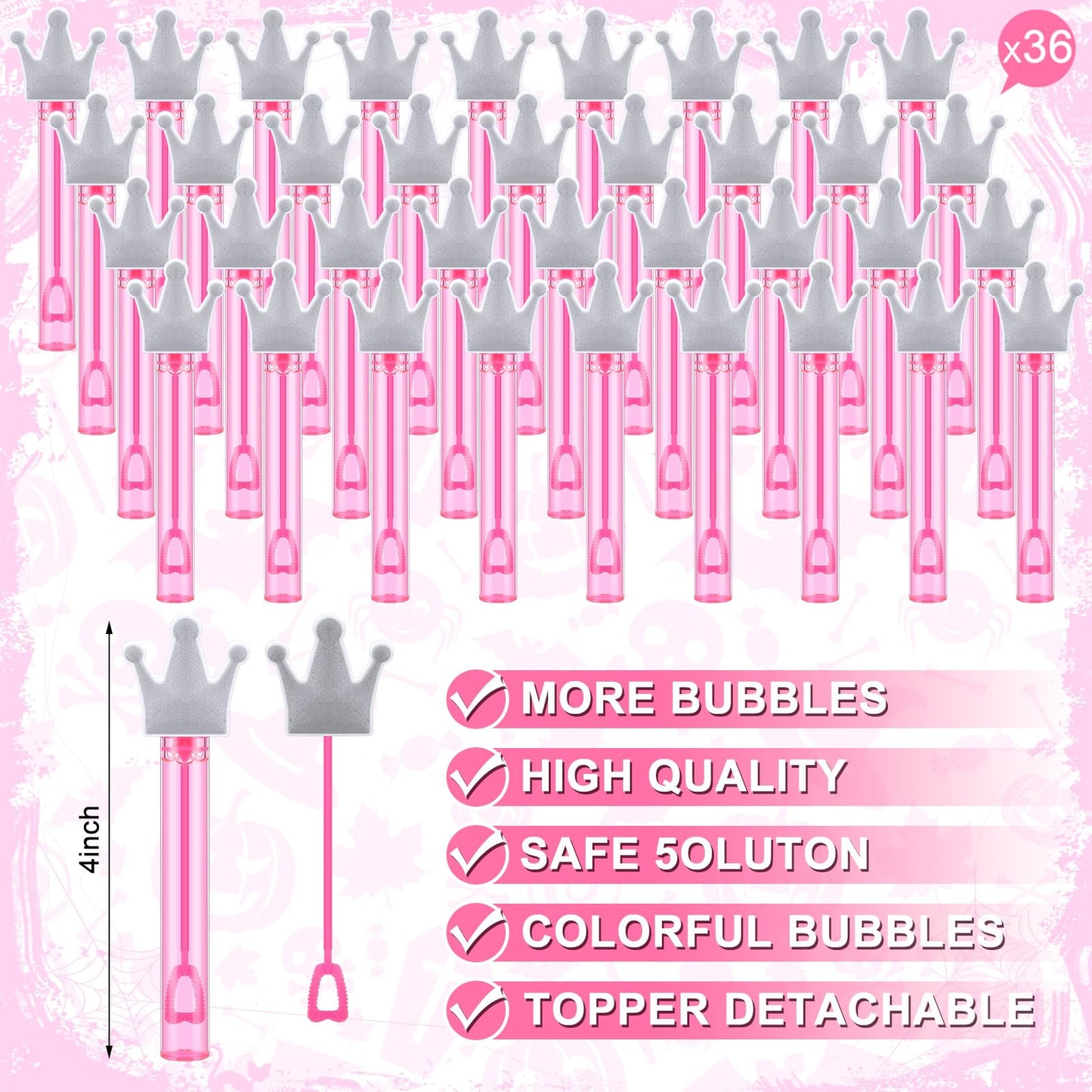 Foilswirl 36 Pcs Bubbles Party Favors Mini Bubble Wands Tube Bulk Theme Maker Goodie Bags Stuffer Prizes Birthday Gift for Solut