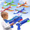 Wesfuner 4 Pack Air Launcher Toys 2 Flight Modes LED Foam Glider Catapult Toy for Boys Outdoor Flying Toys Birthday Gifts for Boys Girls 4 5 6 7 8 9 10 11 12 Year Old