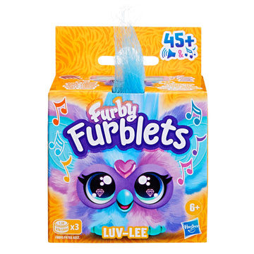 Furby Furblets Luv-Lee Mini Friend, K-Pop Music, Speaks Only Furbish, Electronic Plush Toys For Girls & Boys, Interactive Pets, Purple & Blue, Easter Basket Stuffers, 6+