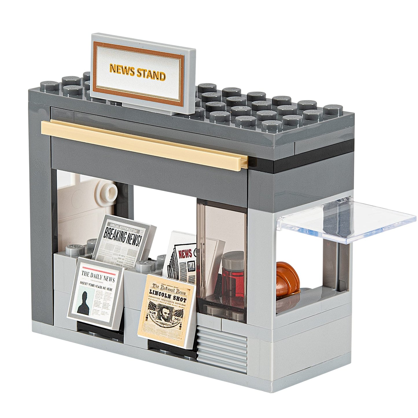 Building Bricks Toys Blocks Small News Stand Fast Food Corner-Compatible With All Brands-Moc Minifigure City Town Village