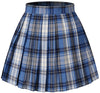 Beautifulfashionlife Girl'S A-Line Kilt Checkered High Waist Pleated Costumes (Xs,Blue White Black)