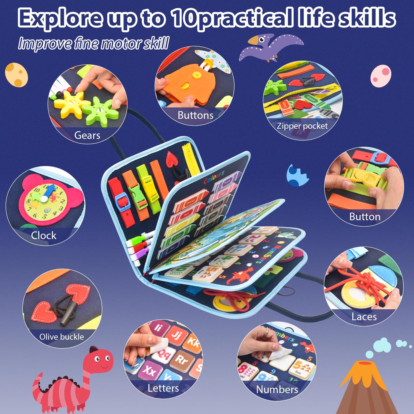 Silouka Busy Board Montessori Toys For Toddlers 1 2 3 4 Years Old, Busy Book For Toddlers 1-3 To Develop Fine Motor Skills, Trav