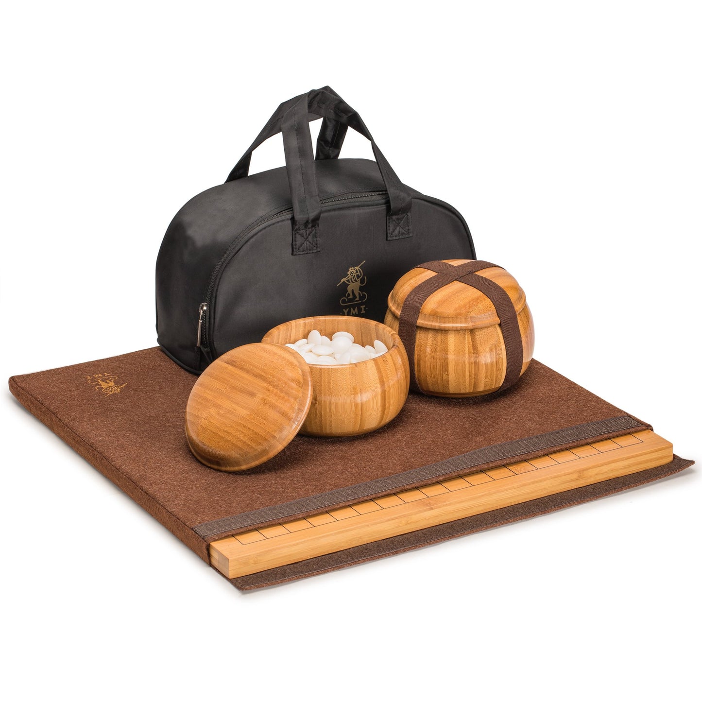 Yellow Mountain Imports Bamboo 0.8-Inch Reversible 19x19 / 13x13 Go Game Set Board with Double Convex Melamine Stones and Bamboo