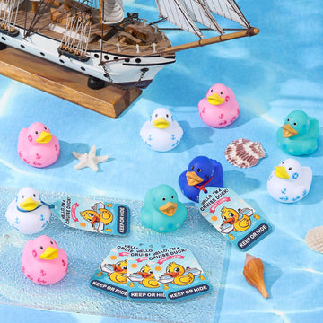 Anggiko 60 Pack Cruise Rubber Duck Kits Includes 20 Pcs Rubber Cruise Ducks, 20 Pcs Tags And 20 Pcs Rubber Bands, Cruise Ships H