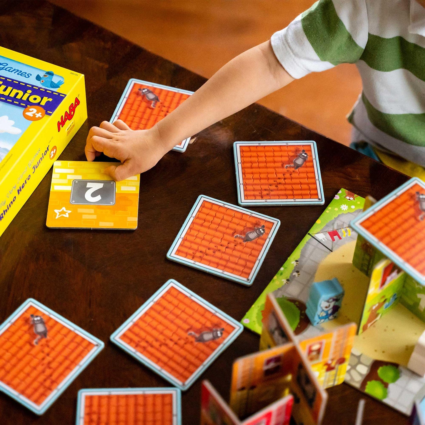 Haba My Very First Games Rhino Hero Junior - A Cooperative Stacking And Matching Game For 2 Years And Up