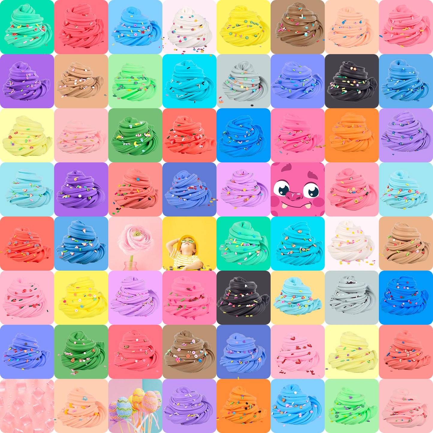 58 Pack Mini Slime Kit For Girls And Boys,Frog, Astronaut,Milk,Claws,Stars Cute Charms Slime For School Education Rewards,Diy Pu