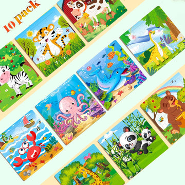 Puzzles For Kids Ages 4-6, 10 Pack Of 20 Piece Wooden Jigsaw Puzzles For Toddlers Ages 3-5 Jigsaw Puzzle For Toddler Children Le