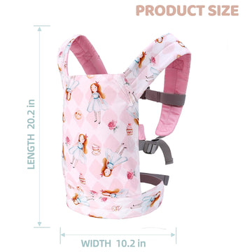 Baby Doll Carrier Front and Back Baby Doll Accessories Backpack Kid Toddlers Play Toy Baby Carriers for Babydoll Pretend with Adjustable Straps for Little Girls (Sweet Girl)