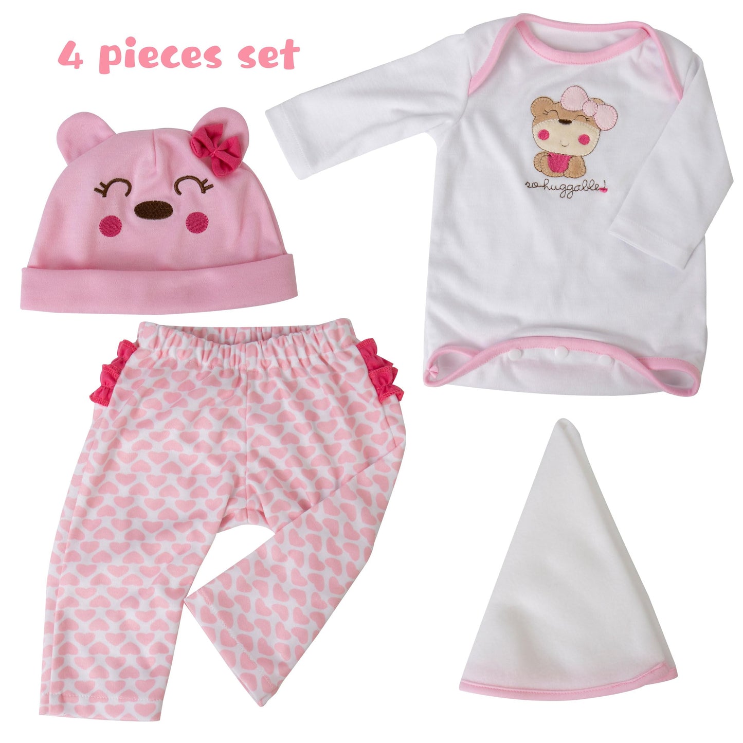 Ekokiz Reborn Baby Dolls Clothes Girl Cute Bear Pattern Baby Clothes For 17-22 Inches Realistic Newborn Baby Dolls Baby Girls' C