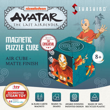 Shashibo Avatar The Last Airbender Shape Shifting Box - Award-Winning, Patented Magnetic Puzzle Cube W/ 36 Rare Earth Magnets - Fidget Transforms Into Over 70 Shapes (Avatar - Air)