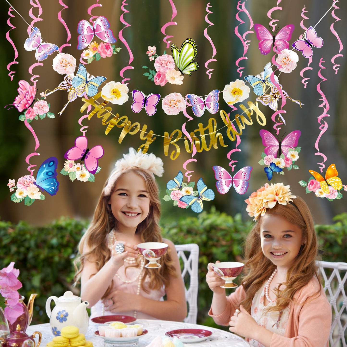 Sunbeauty Butterfly Birthday Party Decorations Hanging Butterfly Decorations Butterfly Birthday Banner Hanging Swirls Decoration