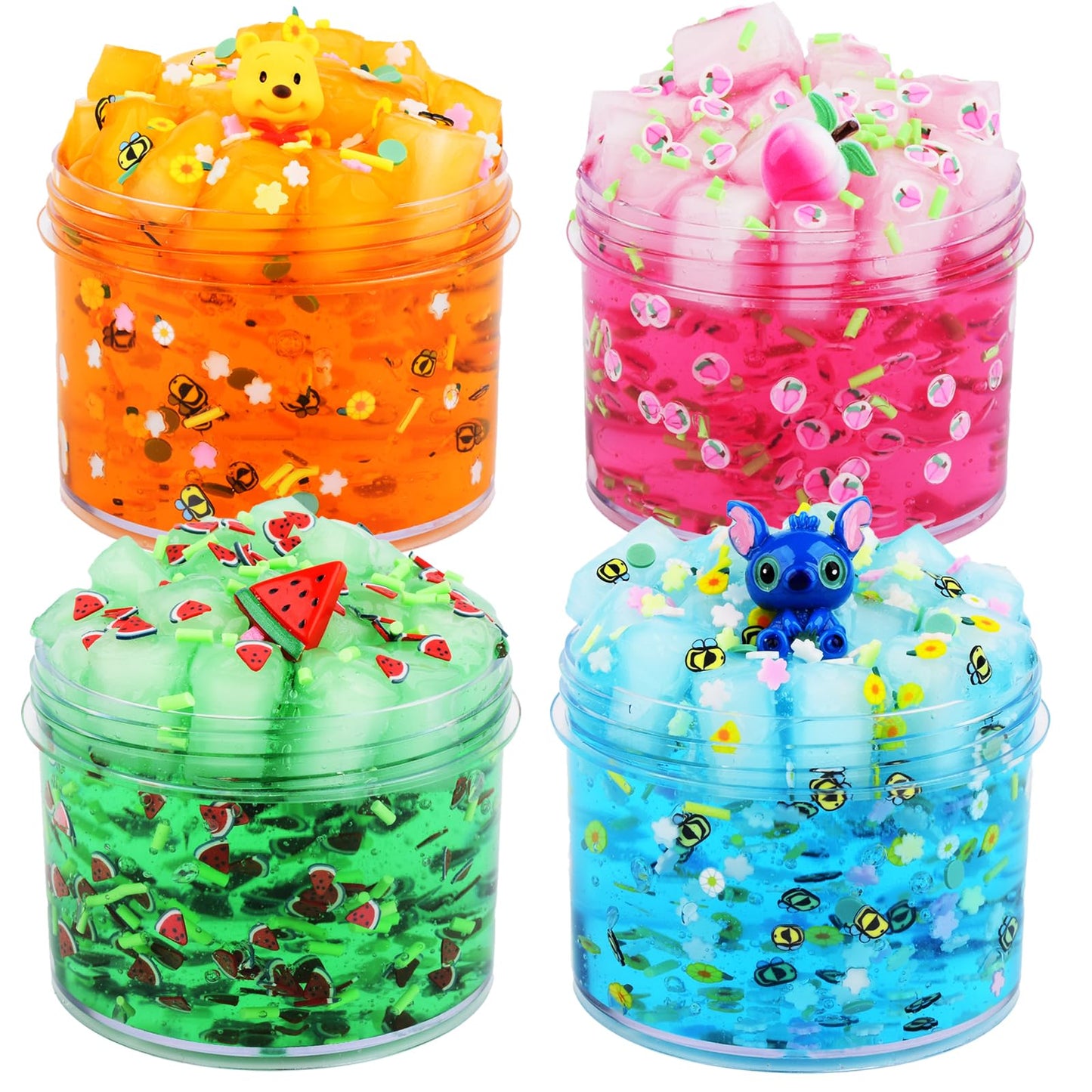 4 Packs Of Jelly Cube Crystal Slime Kit, Pre-Made Crisp Glue Boba Slime Party Gifts For Girls And Boys, Diy Kids Shimmer Clear S