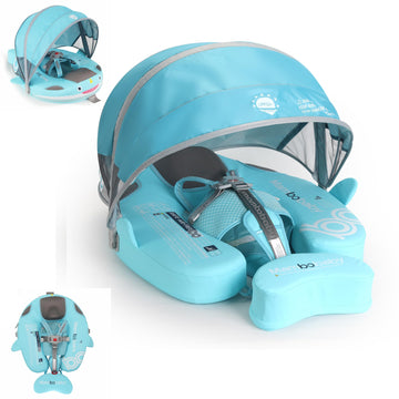 Baby Float With Canopy Non Inflatable Mambobaby Float Pool Floats, Sun Protection Baby Swimming Float Add Tail Avoid Flip Over S