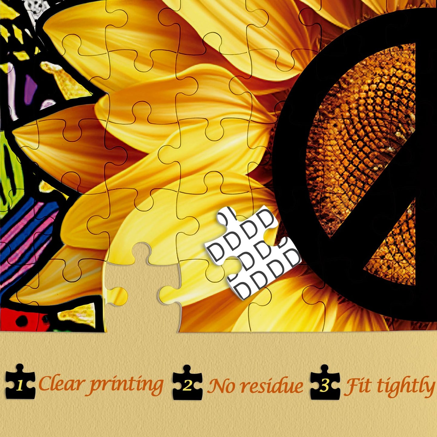 Sunflower Inspirational Puzzles For Adults 1000 Piece, Rainbow Mandala Colorful Flower Jigsaw Puzzle, Motivational Quote Puzzle