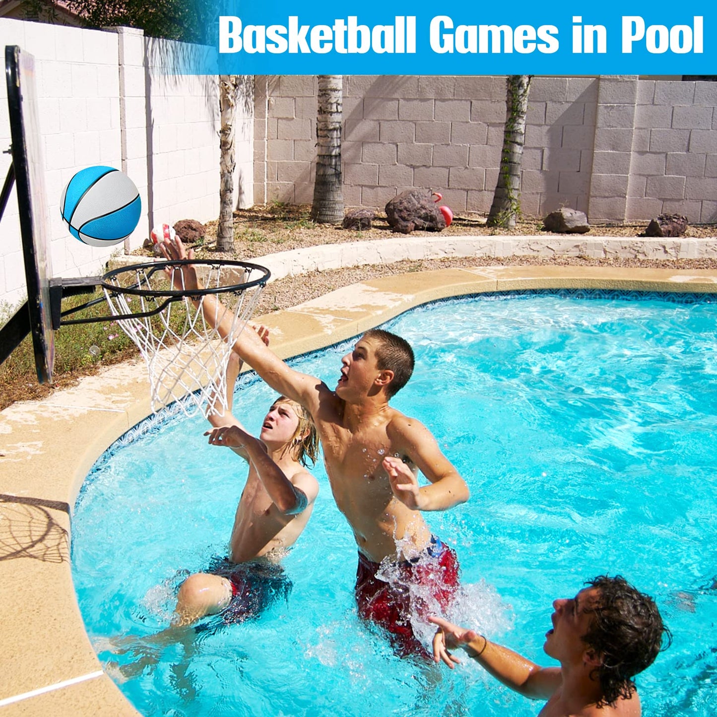 Tneltueb Swimming Pool Basketball 2 Pack, 8.5In Water Basketball For Swimming Pool Basketball Hoops & Pool Games, Mini Basketball For Kids,Teenager