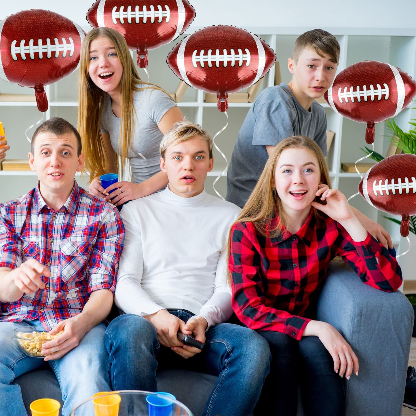 Durony 12 Pieces 18 Inches Football Balloons Football Themed Party Decorations Foil Mylar Rugby Ball Balloons For Birthday Sport